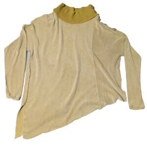 Free People eyes wide open mustard yellow asymmetrical oversized sweatshirt